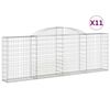 vidaXL buede gabionkurve 11 stk. 300x30x100/120 cm galvaniseret jern