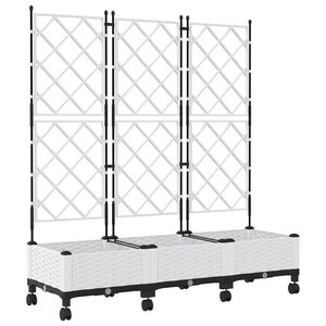 vidaXL Haveplantekasse med espalier og hjul 3 stk. Hvid PP