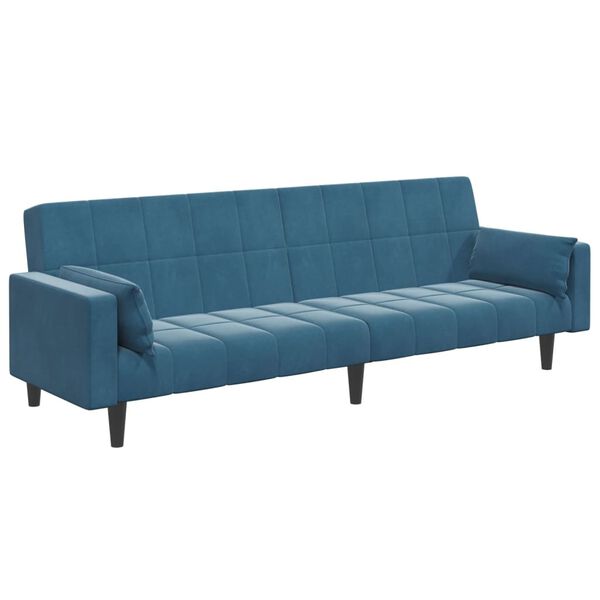 vidaXL 2-personers sovesofa med fodskammel velour bl&aring;