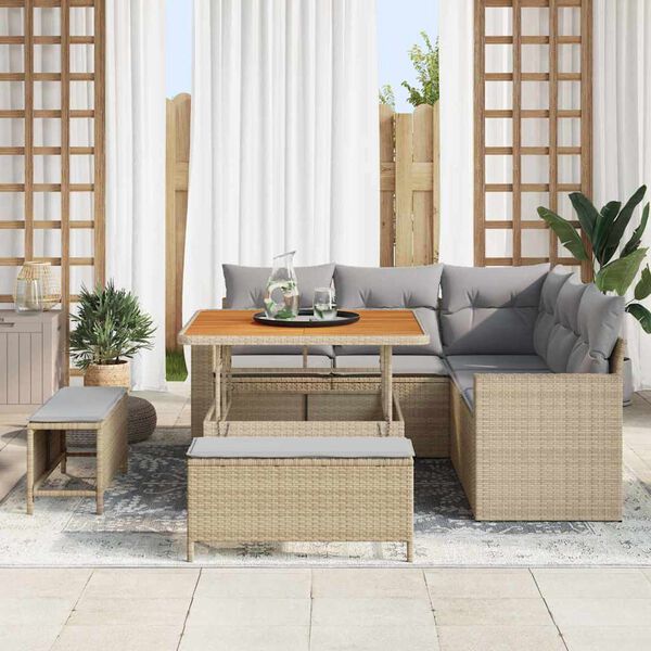 vidaXL Havesofa Sæt 8 pcs Beige polyrattan