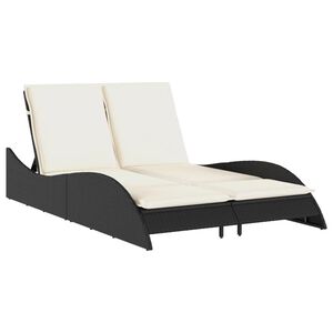 vidaXL liggestol med hynder 114x205x73 cm polyrattan sort