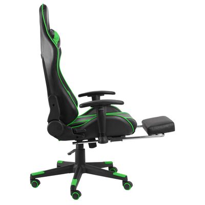 vidaXL drejelig gamingstol med fodstøtte PVC grøn
