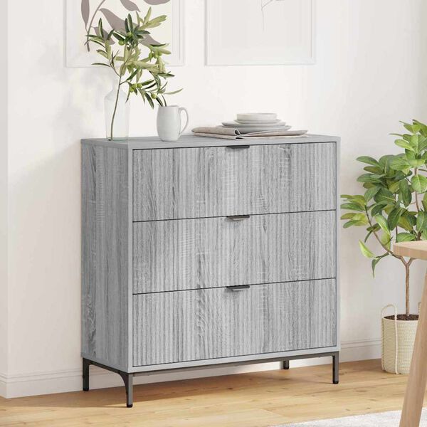 vidaXL Sideboard Gr&aring; Sonoma 79,5 x 33 x 82 cm Konstrueret tr&aelig;