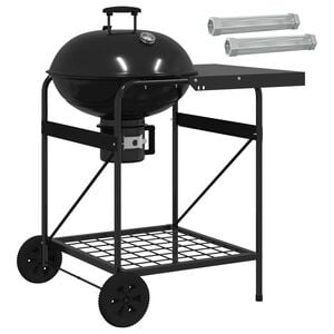 vidaXL Tr&aelig;kolgrill med r&oslash;gr&oslash;r 91 x 71 x 107 cm St&aring;l Sort