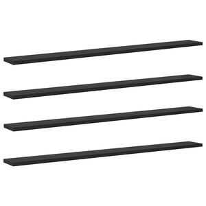 vidaXL Boghylde Br&aelig;t 3 niveauer 4 stk. 100 x 10 x 1,5 cm Sort