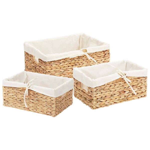 vidaXL Opbevaringskurve 3 pcs Naturfarvet 40 x 30 x 18 cm Vandhyacint