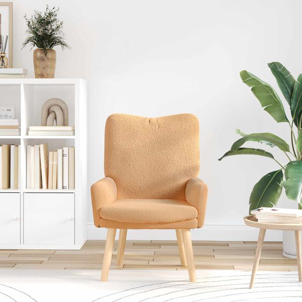 vidaXL l&aelig;nestol Beige 63 x 67 x 94 cm Polyester og krydsfiner