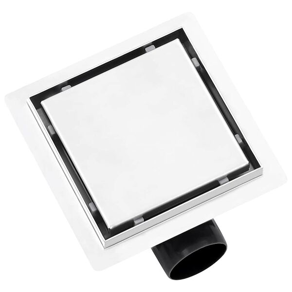 vidaXL gulvafl&oslash;b med 2-i-1 d&aelig;ksel 15x15 cm rustfrit st&aring;l