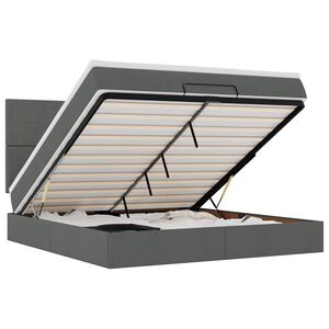 vidaXL osmannisk sengeramme med madras 160x200 cm stof m&oslash;rkegr&aring;