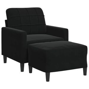 vidaXL sofastol med fodskammel 60 cm velour sort