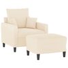 vidaXL sofastol med fodskammel 60 cm velour cremefarvet