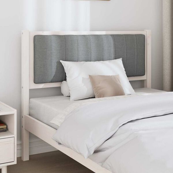 vidaXL Polstret sengegavl med hovedg&aelig;rde Hvid 100 cm Massiv fyrretr&aelig;