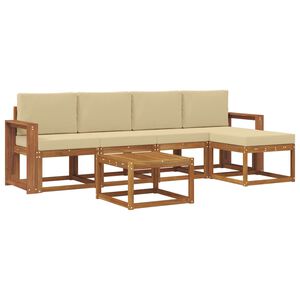 vidaXL Udend&oslash;rs sofagruppe 6 pcs Naturlig og Beige Massivt Akacietr&aelig;