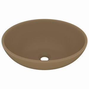 vidaXL luksuri&oslash;s h&aring;ndvask 40x33 cm keramisk oval mat cremefarvet