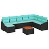 vidaXL Havesofa S&aelig;t med pude 9 pcs Sort polyrattan