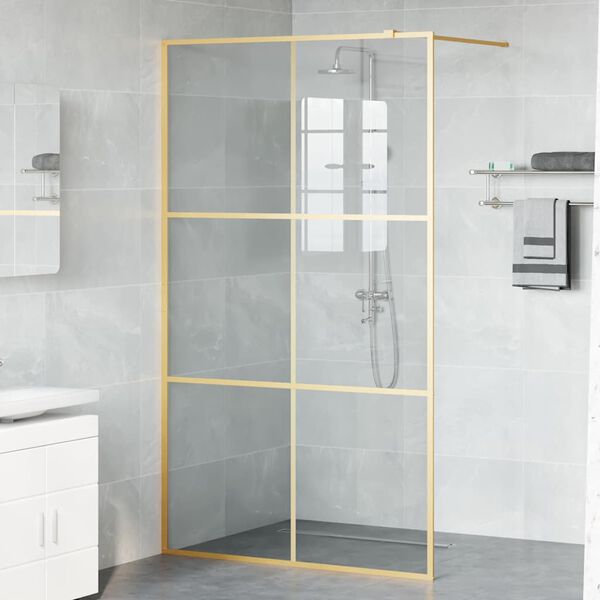 vidaXL Walk-in brusev&aelig;g Guld 115 x 195 cm h&aelig;rdet glas