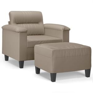 vidaXL sofastol med fodskammel 60 cm mikrofiberstof Gr&aring;brun