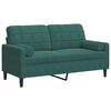 vidaXL 2-personers sofa med pyntepuder 140 cm velour m&oslash;rkegr&oslash;n