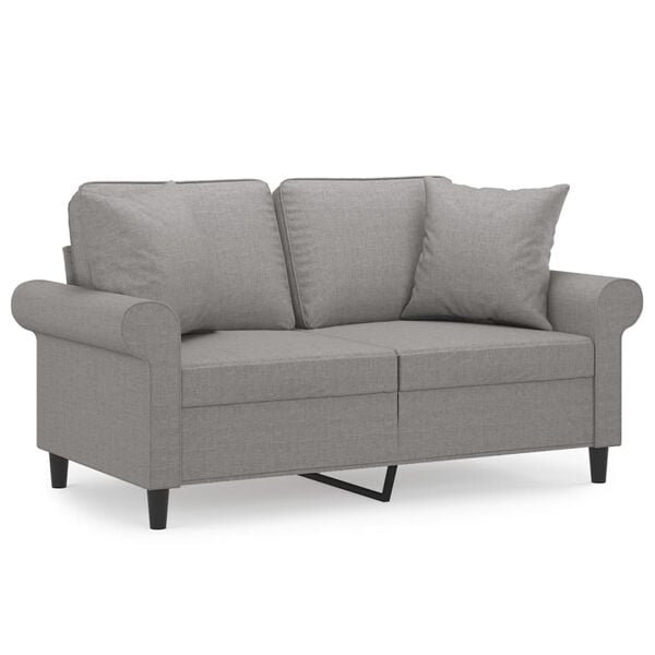 vidaXL 2-personers sofa med puder og hynder 120 cm stof lysegr&aring;