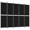 vidaXL 5-panels rumdeler 250x200 cm stof sort