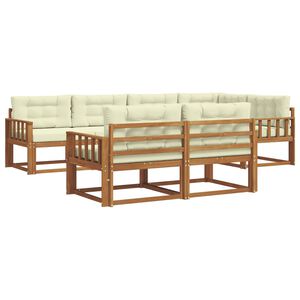 vidaXL Udend&oslash;rs sofagruppe med pude 7 pcs Naturlig og Fl&oslash;de