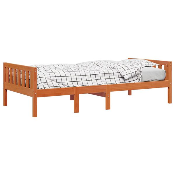 vidaXL juniorseng uden madras 90x190 cm massivt fyrretr&aelig; gyldenbrun