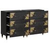 vidaXL Sideboard med hylde 2 pcs Sort 60 x 33 x 75 cm Massivt mangotr&aelig;