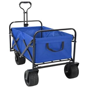 vidaXL Foldbar indk&oslash;bsvogn med bremser Bl&aring; 89 x 63 x 96 cm