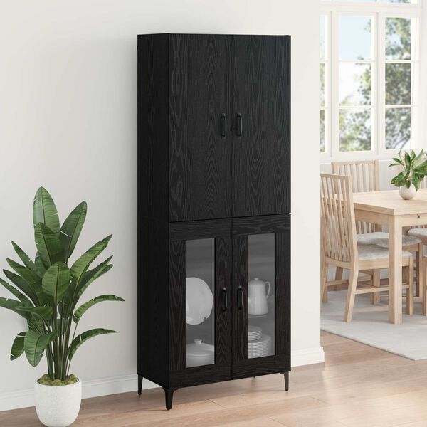 vidaXL Highboard Sort eg 69,5 x 34 x 180 cm Konstrueret træ