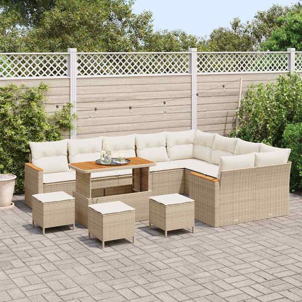 vidaXL Havesofa S&aelig;t 13 pcs Beige polyrattan
