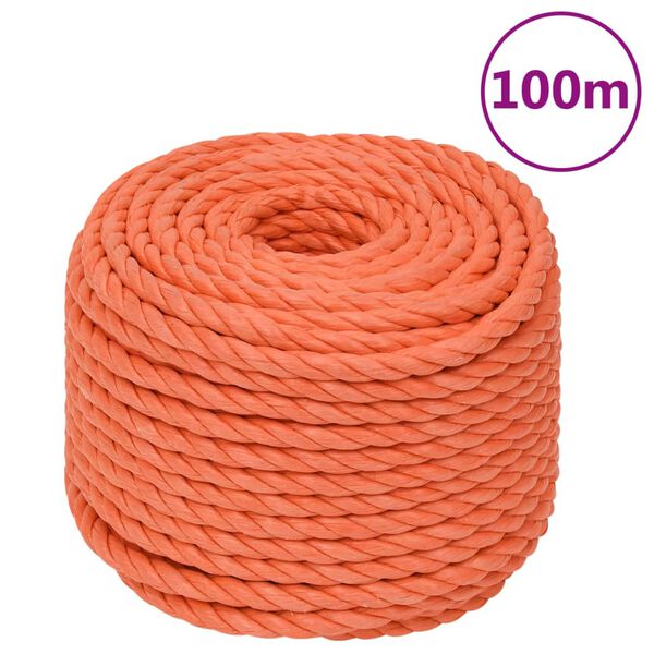 vidaXL arbejdsreb 24 mm 100 m polypropylen orange