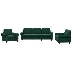 vidaXL sofas&aelig;t 3 dele med hynder velour m&oslash;rkegr&oslash;n