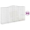 vidaXL buede gabionkurve 6 stk. 400x50x220/240 cm galvaniseret jern