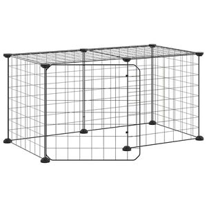 vidaXL 8-panels k&aelig;ledyrsindhegning med l&aring;ge 70x35x35 cm st&aring;l sort