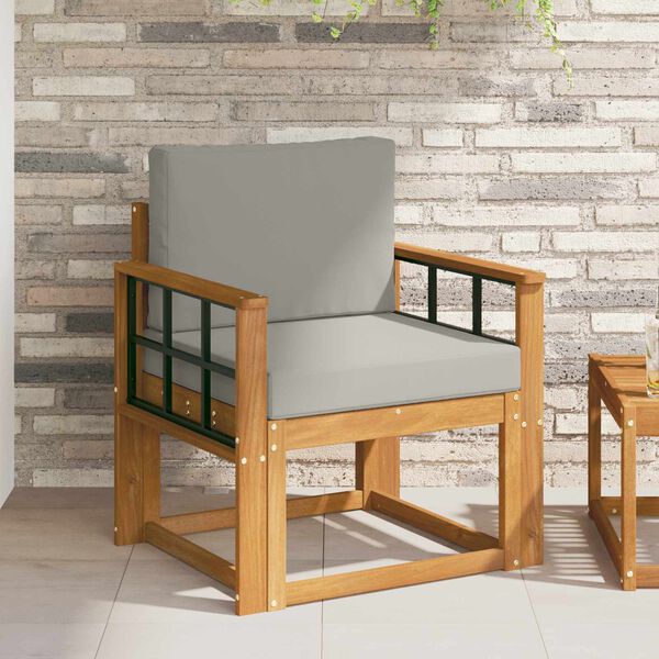 vidaXL Udend&oslash;rs sofa Soli Akacietr&aelig; og polyester Naturlig og lys gr&aring;