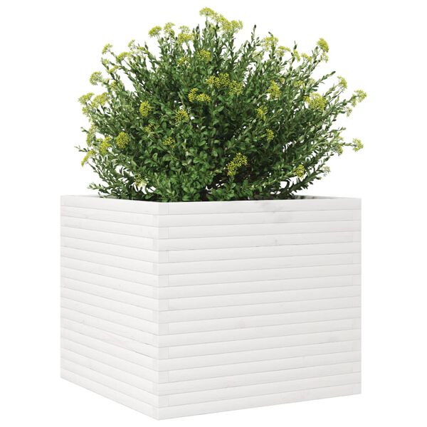 vidaXL plantekasse 80x80x68,5 cm massivt fyrretr&aelig; hvid