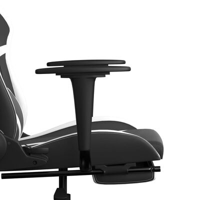 vidaXL gamingstol m. massagefunktion og fodstøtte kunstlæder sort hvid