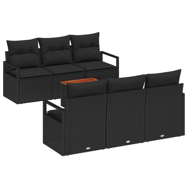 vidaXL Havesofa S&aelig;t med opbevaring 7 pcs Sort polyrattan