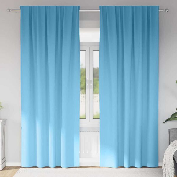 vidaXL M&oslash;rkl&aelig;gningsgardiner med ringe 2 pcs Lys bl&aring; 225 x 140 cm