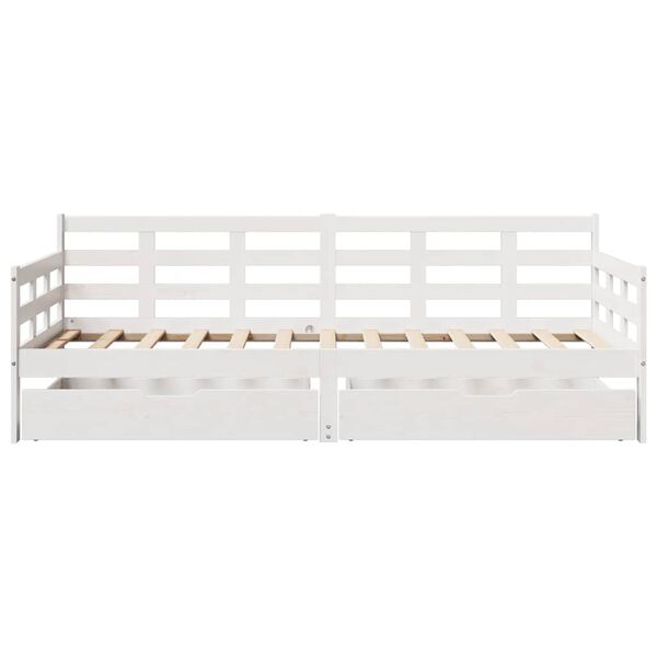 vidaXL daybed med skuffer 80x200 cm massivt fyrretræ hvid