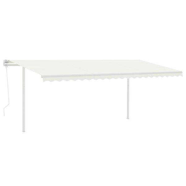 vidaXL markise m. LED + vindsensor 5x3 m automatisk cremefarvet