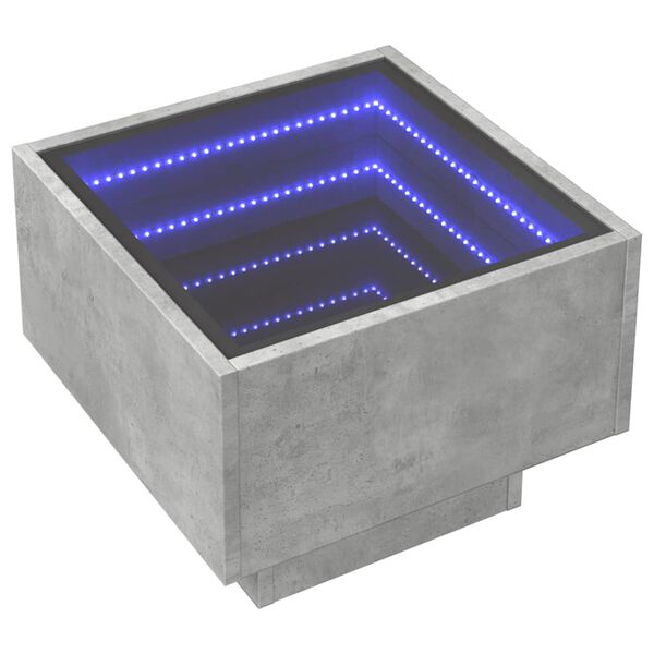 vidaXL sengebord med Infinity LED-lys 40x40x30 cm betongrå