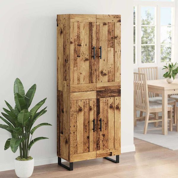 vidaXL Highboard Gammelt tr&aelig; 69,5 x 34 x 180 cm Konstrueret tr&aelig;