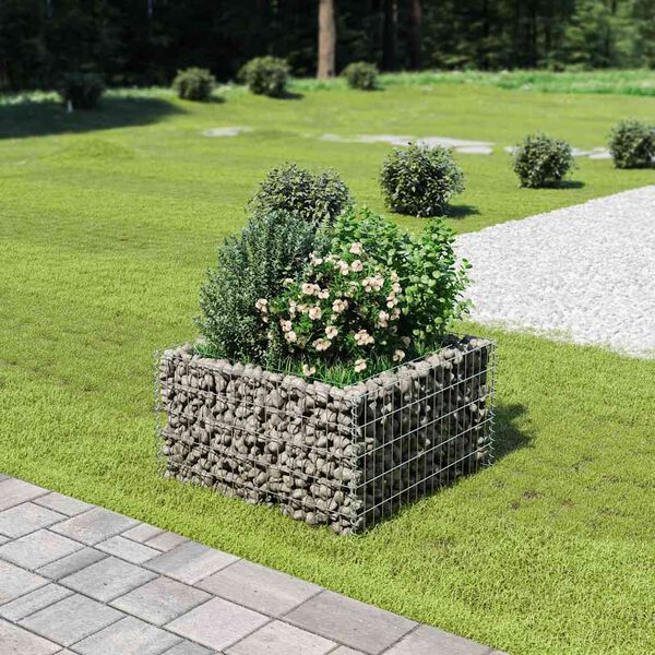vidaXL gabion-h&oslash;jbed 90x90x50 cm galvaniseret st&aring;l