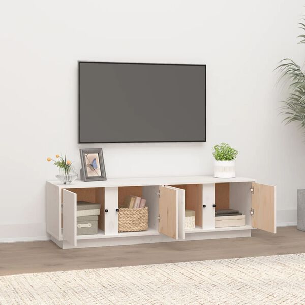 vidaXL tv-bord 140x40x40 cm massivt fyrretr&aelig; hvid