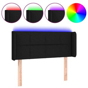 vidaXL sengegavl med LED-lys 83x16x78/88 cm stof sort