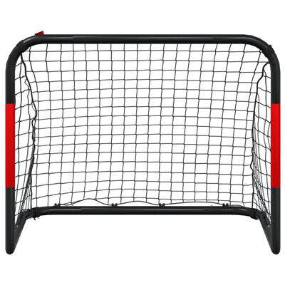 vidaXL fodboldmål med net 90x48x71 cm stål rød og sort