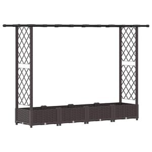 vidaXL H&aelig;vet Bed med Trellis og Tag Brun 203 x 40 x 121 cm PP