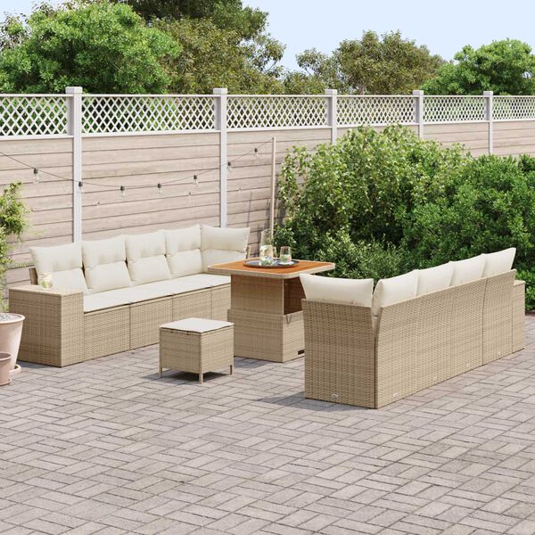 vidaXL Havesofa Sæt 11 pcs Beige polyrattan