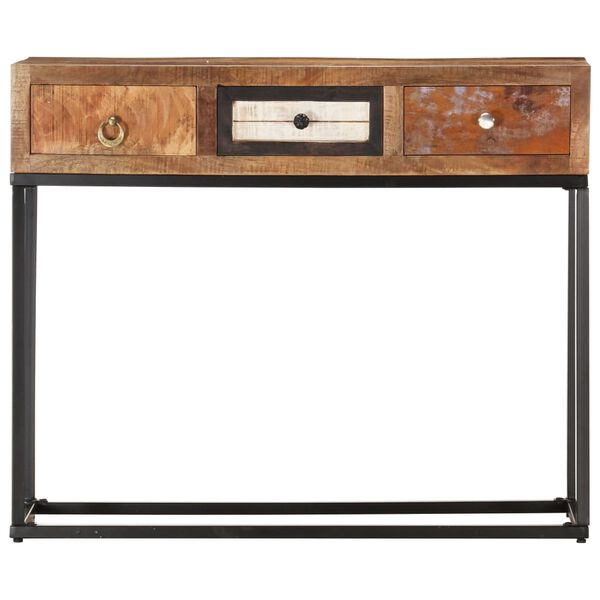 vidaXL konsolbord 90x30x75 cm massivt genbrugstræ guldfarvet